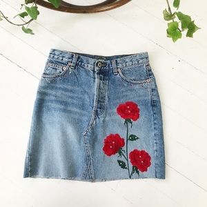 Vintage Made in USA Denim Embroidered Skirt